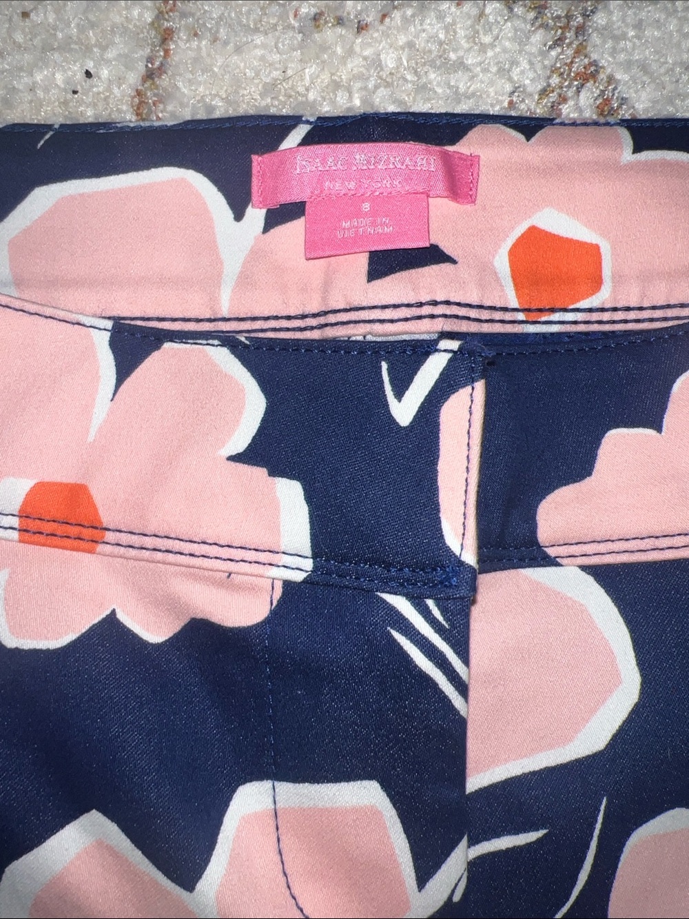 Isaac Mizrahi women’s Navy Floral Skirt with Pink & Orange Accents
